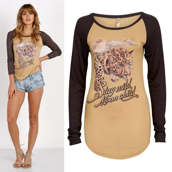 New spell design stay wild moon child raglan tee L - Picture 8 of 17